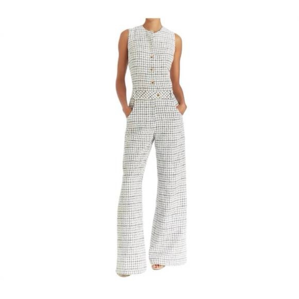 Amanda Uprichard Black and White Flare Jumpsuit